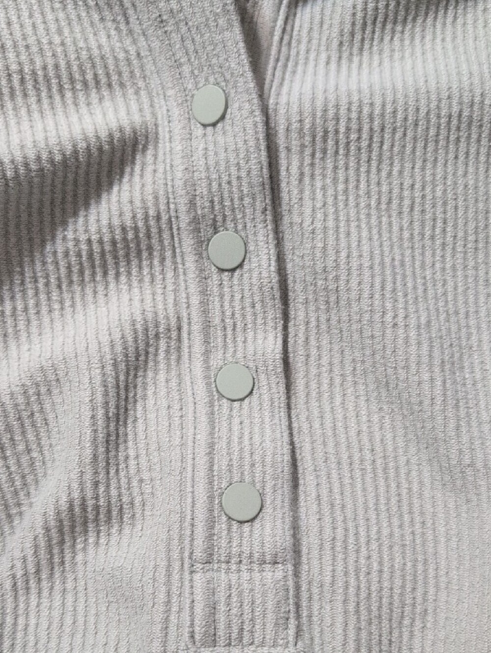 aerie Gray Rib Knit Henley Hoodie - Picture 3 of 3